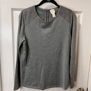 Chico's Gray Long Sleeve Casual Sweater Top with Zipper Back Detail‎